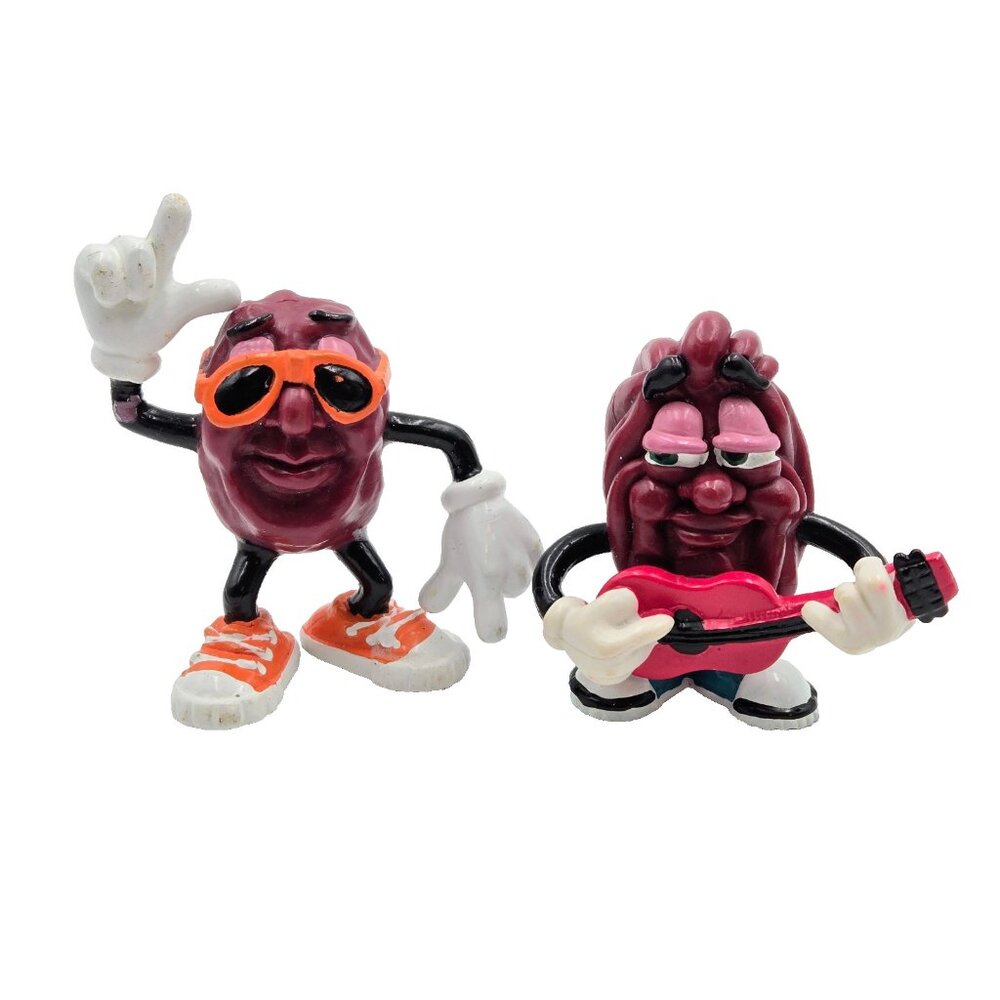 Vintage 1987 California Raisins Figurines Orange Sunglasses and Shoes Guitar Pla